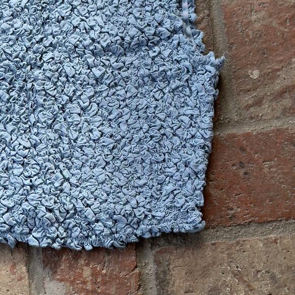 Open Edit Powder Blue Top Stretchy Smocked Cropped Sleeveless Ruched Size XS - Picture 4 of 6